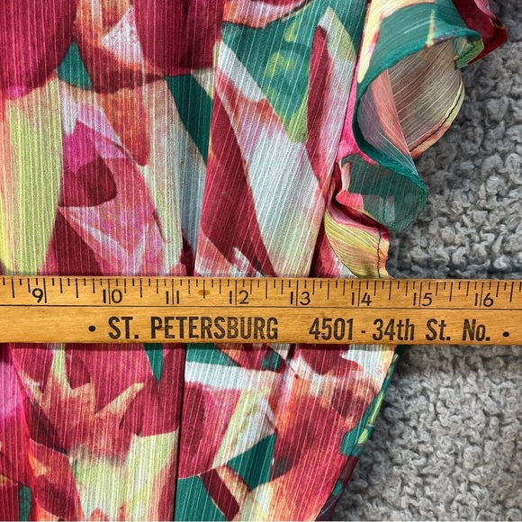 Bar 3 Floral Maxi Wrap Dress Ruffled Short Sleeve Flowy Wedding Sz Large - Picture 10 of 10